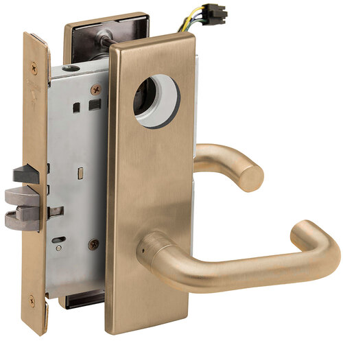 Lock Electric Mortise Lock Satin Brass Blackened Satin Relieved Clear Coated