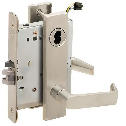 Lock Electric Mortise Lock Satin Nickel Plated Clear Coated