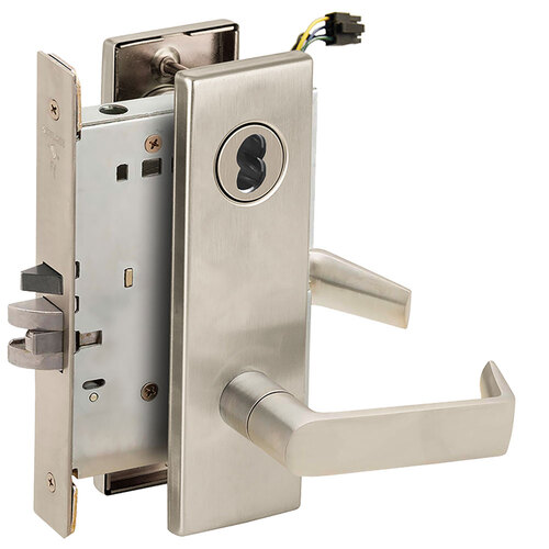 Lock Electric Mortise Lock Satin Nickel Plated Clear Coated