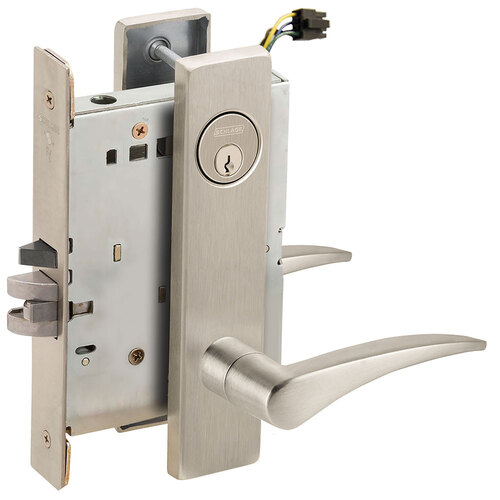 Lock Electric Mortise Lock Satin Nickel Plated Clear Coated