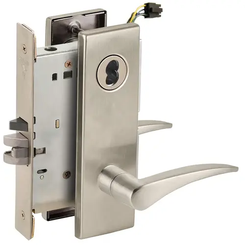 Electric Mortise Lock Satin Nickel Plated Clear Coated