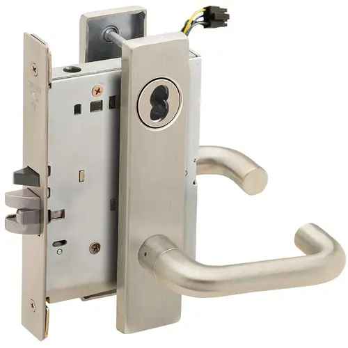 Electric Mortise Lock Satin Nickel Plated Clear Coated