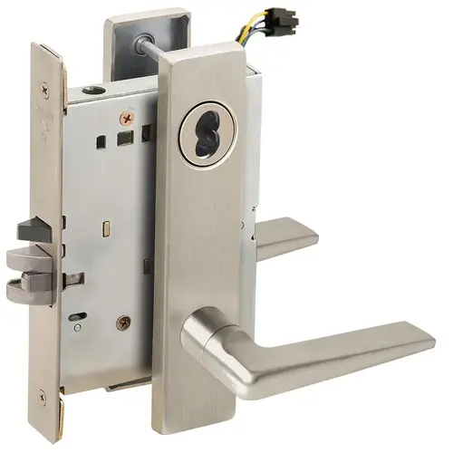 Electric Mortise Lock Satin Nickel Plated Clear Coated