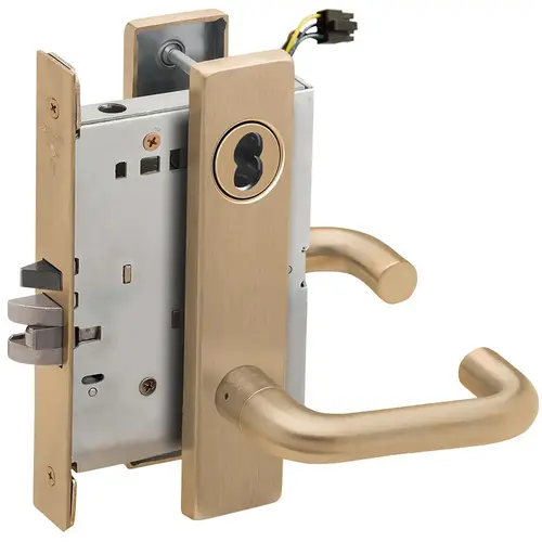 Electric Mortise Lock Satin Brass Blackened Satin Relieved Clear Coated