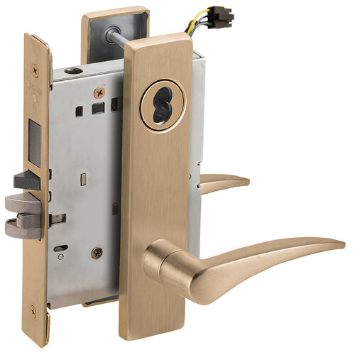 Lock Electric Mortise Lock Satin Brass Blackened Satin Relieved Clear Coated