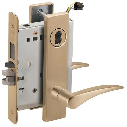 Electric Mortise Lock Satin Brass Blackened Satin Relieved Clear Coated