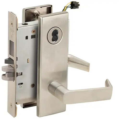 Electric Mortise Lock Satin Nickel Plated Clear Coated