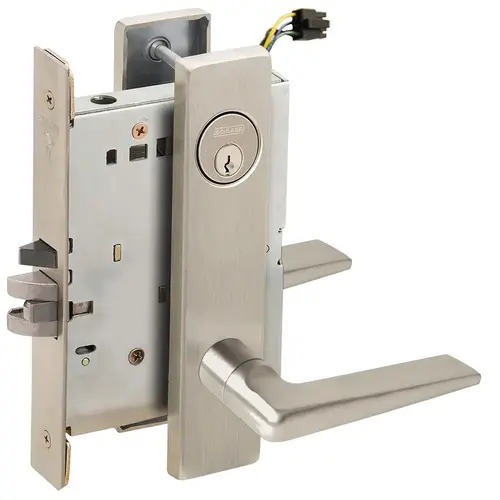 Lock Electric Mortise Lock Satin Nickel Plated Clear Coated