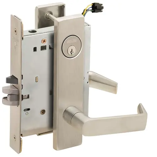 Lock Electric Mortise Lock Satin Nickel Plated Clear Coated