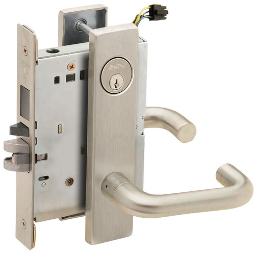 Lock Electric Mortise Lock Satin Nickel Plated Clear Coated