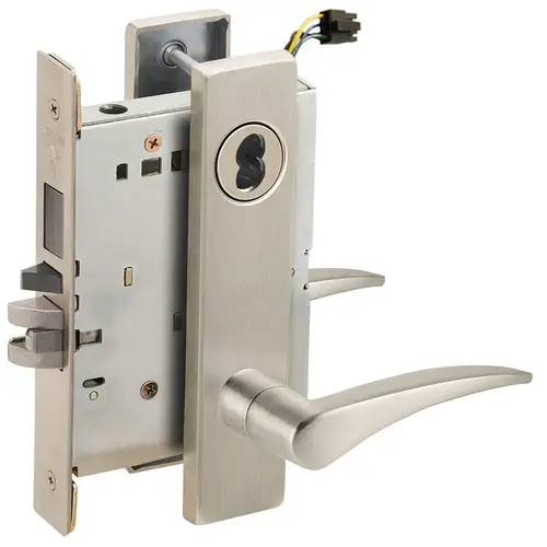 Electric Mortise Lock Satin Nickel Plated Clear Coated