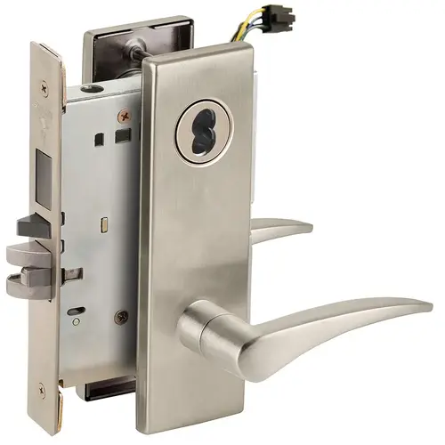 Lock Electric Mortise Lock Satin Nickel Plated Clear Coated