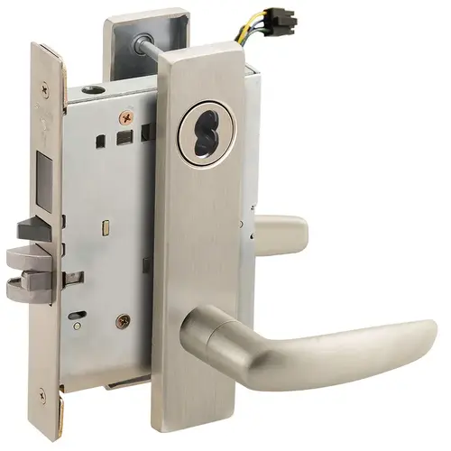 Electric Mortise Lock Satin Nickel Plated Clear Coated