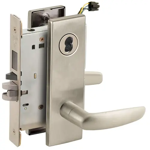 Electric Mortise Lock Satin Nickel Plated Clear Coated