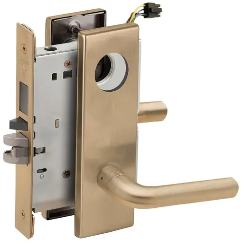 Lock Electric Mortise Lock Satin Brass Blackened Satin Relieved Clear Coated