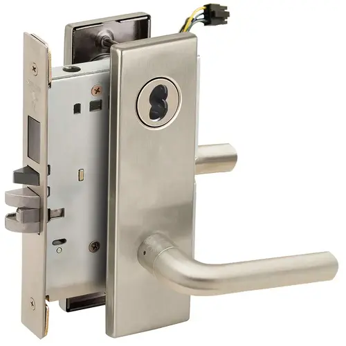 Electric Mortise Lock Satin Nickel Plated Clear Coated