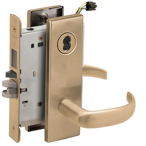 Electric Mortise Lock Satin Brass Blackened Satin Relieved Clear Coated