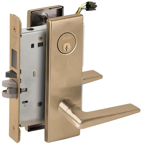 Lock Electric Mortise Lock Satin Brass Blackened Satin Relieved Clear Coated