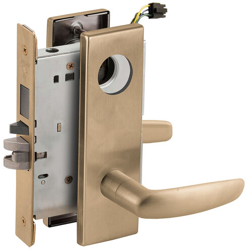 Lock Electric Mortise Lock Satin Brass Blackened Satin Relieved Clear Coated