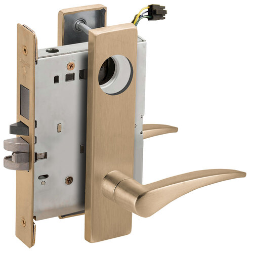 Lock Electric Mortise Lock Satin Brass Blackened Satin Relieved Clear Coated