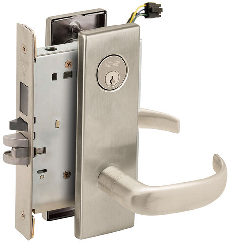 Lock Electric Mortise Lock Satin Nickel Plated Clear Coated