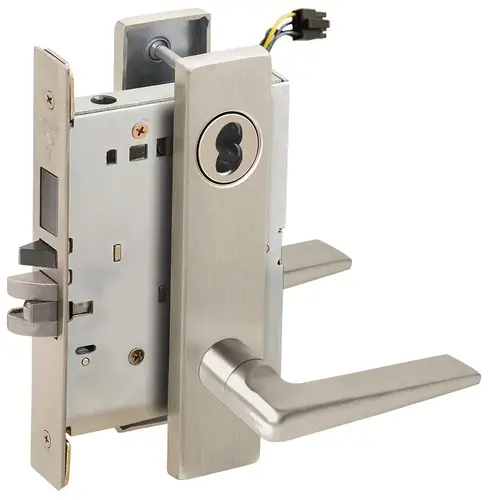 Lock Electric Mortise Lock Satin Nickel Plated Clear Coated