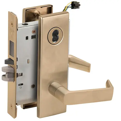 Lock Electric Mortise Lock Satin Brass Blackened Satin Relieved Clear Coated