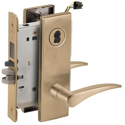 Lock Electric Mortise Lock Satin Brass Blackened Satin Relieved Clear Coated