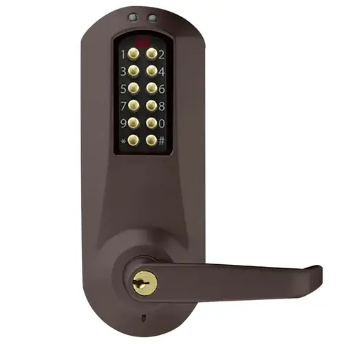 Schlage E-Plex 5000 Cylindrical Lock with Privacy, Winston Lever, Dark Bronze Finish, Remote Unlock