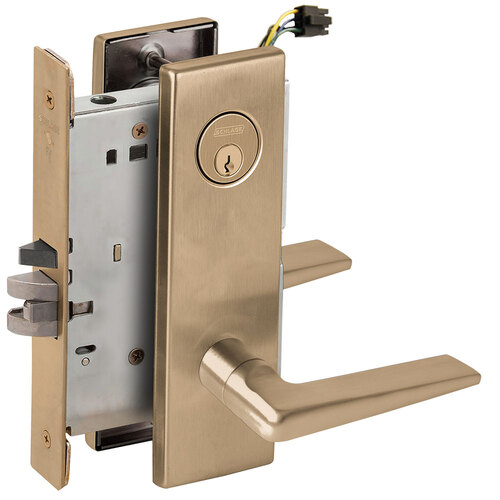 Lock Electric Mortise Lock Satin Brass Blackened Satin Relieved Clear Coated