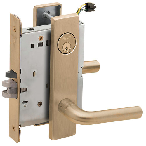 Lock Electric Mortise Lock Satin Brass Blackened Satin Relieved Clear Coated