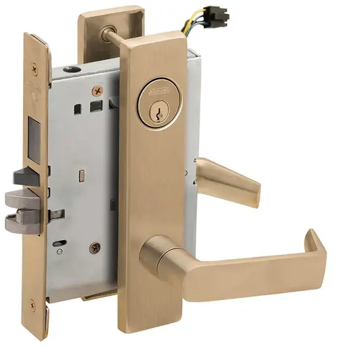 Lock Electric Mortise Lock Satin Brass Blackened Satin Relieved Clear Coated