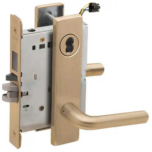 Lock Electric Mortise Lock Satin Brass Blackened Satin Relieved Clear Coated