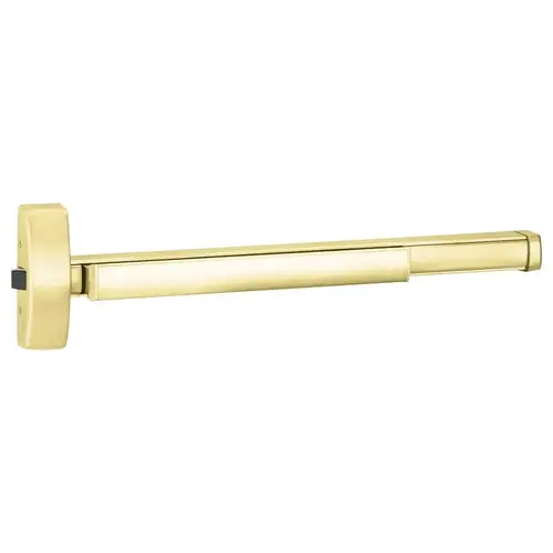 36" Motorized Latch Retraction Rim Exit Device, Key Controls Thumb Piece, Fire Rated, 3' Device, Bright Brass