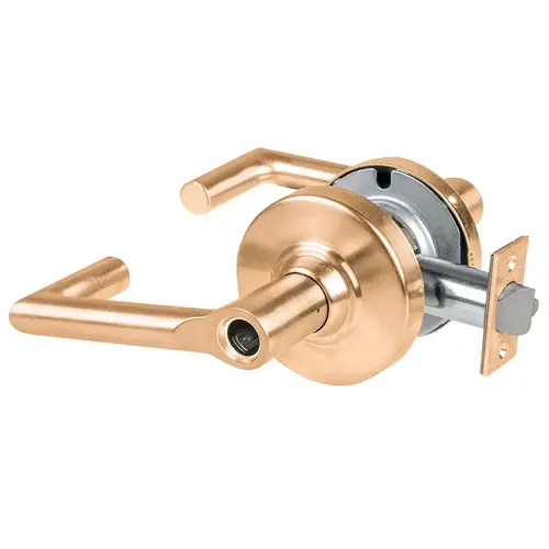 ALX Series Grade 2 Entry Tactile Boardwalk Lever Lock Less Cylinder with 47267042 Deadlatch and 47267101 ANSI Strike Satin Bronze Finish