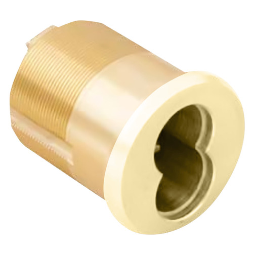 1-3/8" Thin Head Small Format Interchangeable 7 Pin Mortise Cylinder with Adams Rite Cam Bright Brass Finish