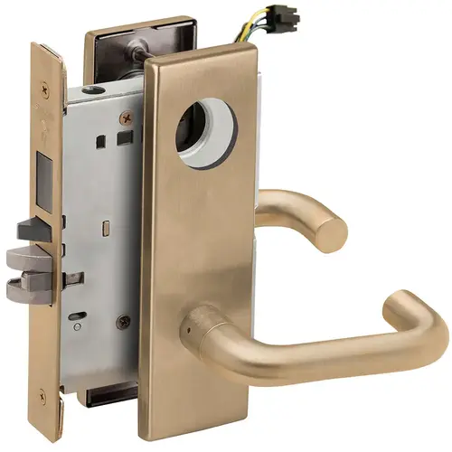 Lock Electric Mortise Lock Satin Brass Blackened Satin Relieved Clear Coated