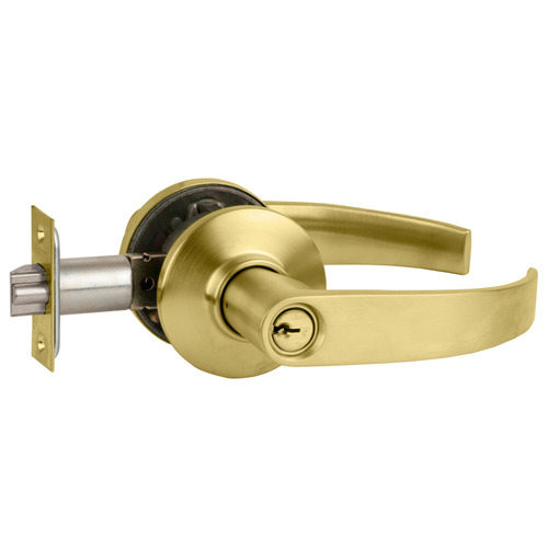 Tubular Lever Lock, Classroom, Grade 2, Neptune, Adjustable, 2-3/8" or 2-3/4" Backset, Satin Brass