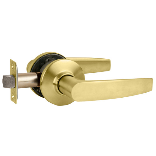 Tubular Lever Lock, Passage, Grade 2, Jupiter, Adjustable, 2-3/8" or 2-3/4" Backset, Satin Brass