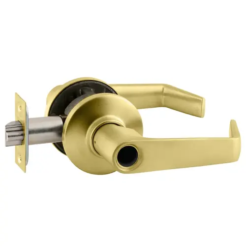 Tubular Lever Lock, Entrance, Grade 2, Saturn, Adjustable, 2-3/8" or 2-3/4" Backset, Satin Brass