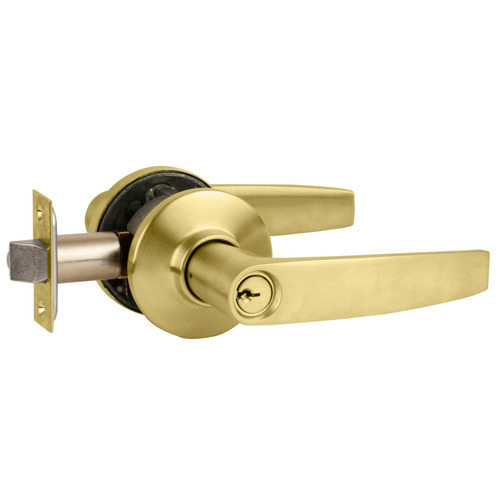 Tubular Lever Lock, Classroom, Grade 2, Jupiter, Adjustable, 2-3/8" or 2-3/4" Backset, Satin Brass