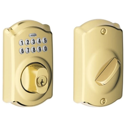 Schlage Residential BE369 CAM 505 Electric Cylindrical Lock Lifetime Brass