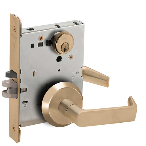 Entry / Office Mortise Lock C Keyway with 06 Lever and C Rose Antique Brass Finish