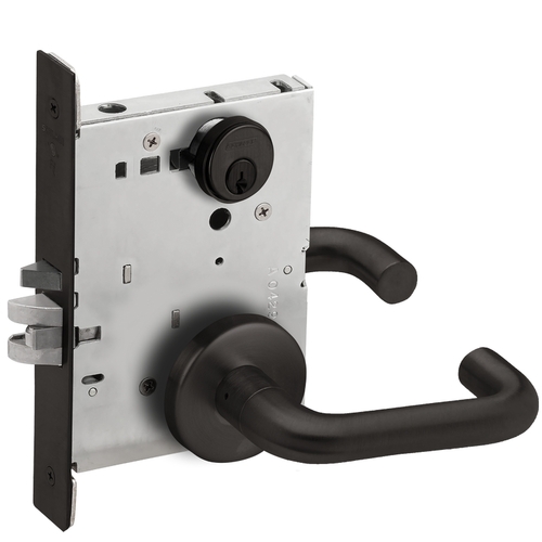 Entry / Office Mortise Lock with C Keyway with 03 Lever and B Rose Matte Black Finish