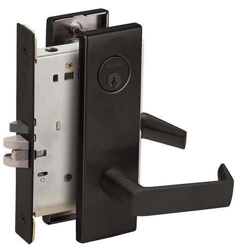 Storeroom Mortise Lock with C Keyway with 06 Lever and N Escutcheon Matte Black Finish