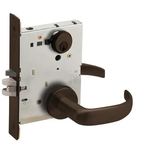 Entry / Office Mortise Lock C Keyway with 17 Lever and A Rose Aged Bronze Finish