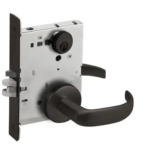 Entry / Office Mortise Lock with C Keyway with 17 Lever and B Rose Matte Black Finish