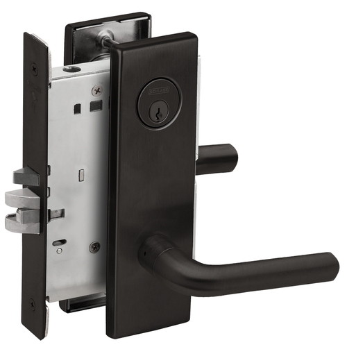 Storeroom Mortise Lock C Keyway with 02 Lever and N Escutcheon Matte Black Finish