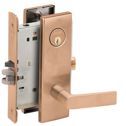 Entry / Office Mortise Lock with C Keyway with 01 Lever and N Escutcheon Satin Bronze Finish