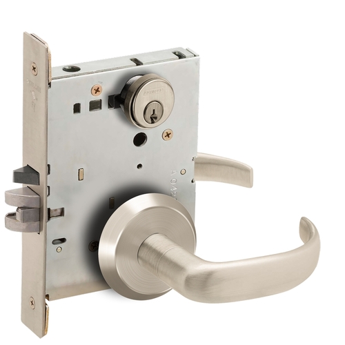 Entry / Office Mortise Lock C Keyway with 17 Lever and C Rose Satin Nickel Finish